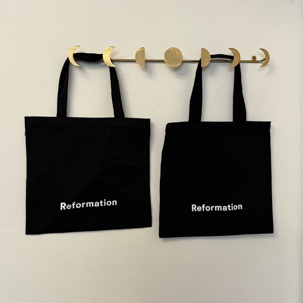 Reformation Black Logo Tote Bags Lot of 2 Small 11x11